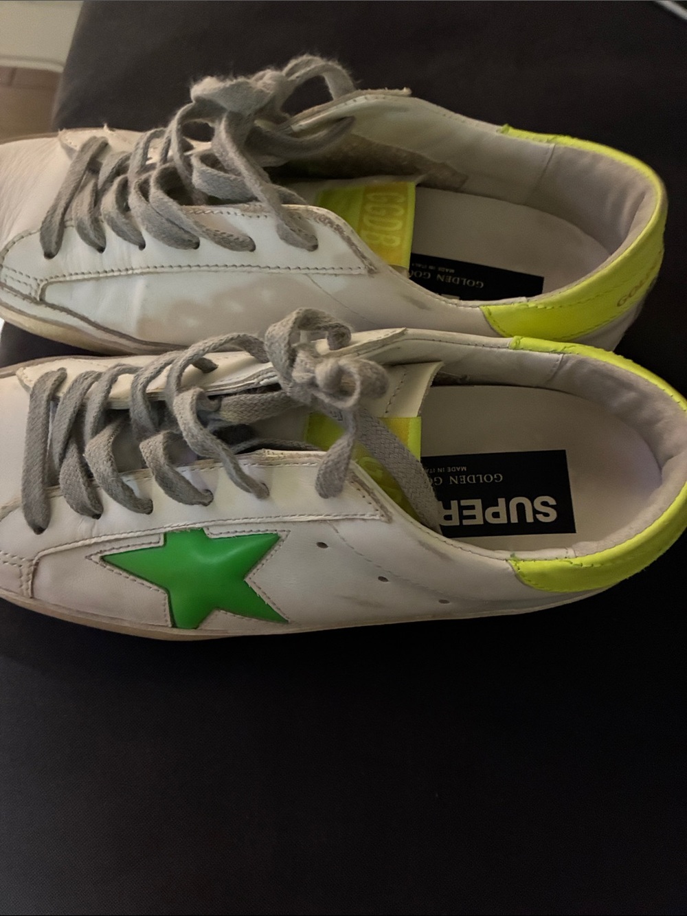 Golden Goose women’s White Leather Sneakers with Green Star